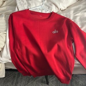 ALO Yoga Red Crewneck Sweater Vibrant Style